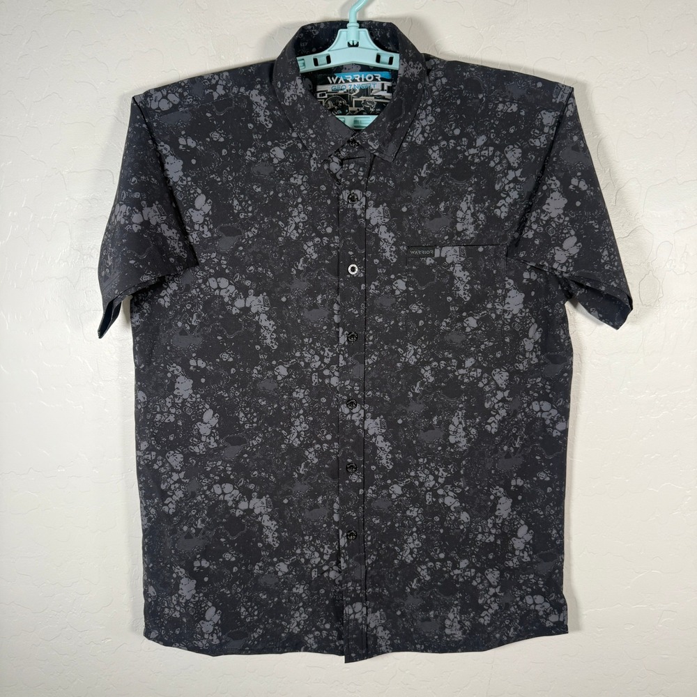 Warrior Shirt Mens Large Black Camo Super Stretch Tactical Geo 7 Night Button